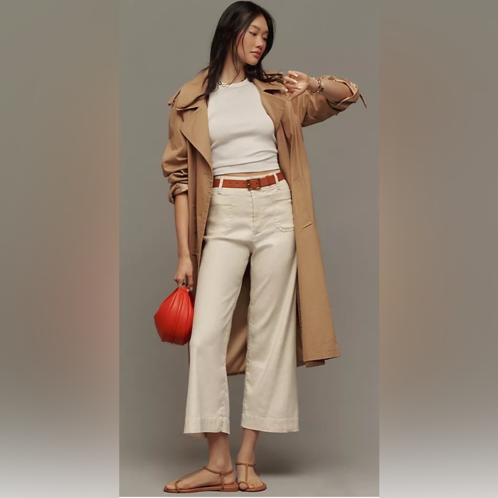 By Anthropologie Colette Linen Edition Wide Leg Crop pant Sz 34